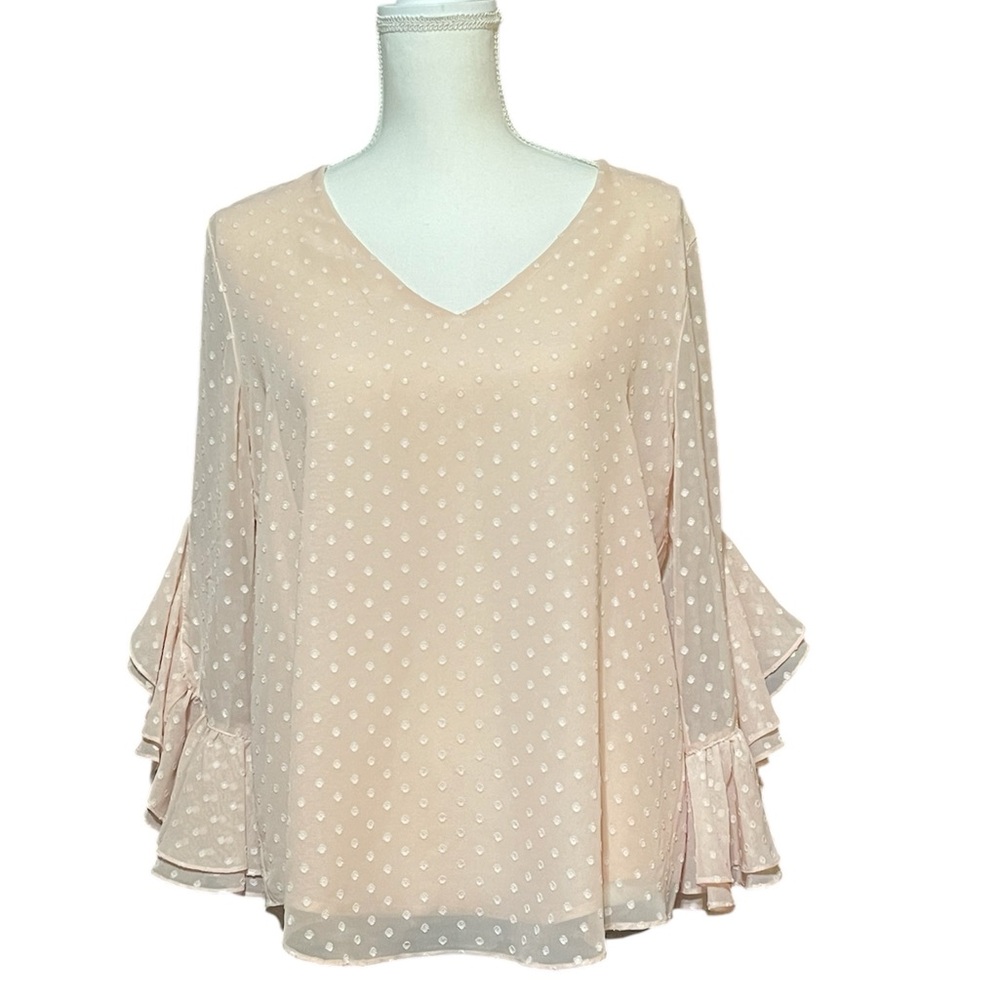 Calvin Klein peach chiffon tunic blouse medium